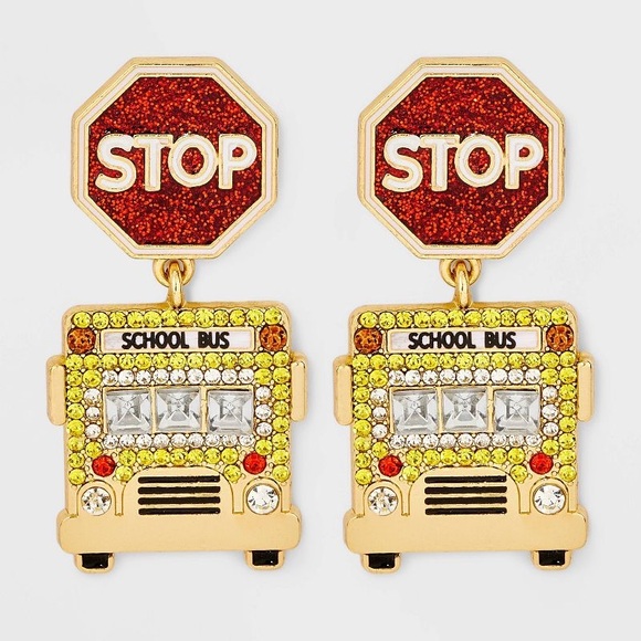 ⚜️Sugarfix by Baublebar The OG Ride Share School Bus Stop Sign Earrings! NWT! - Picture 1 of 5